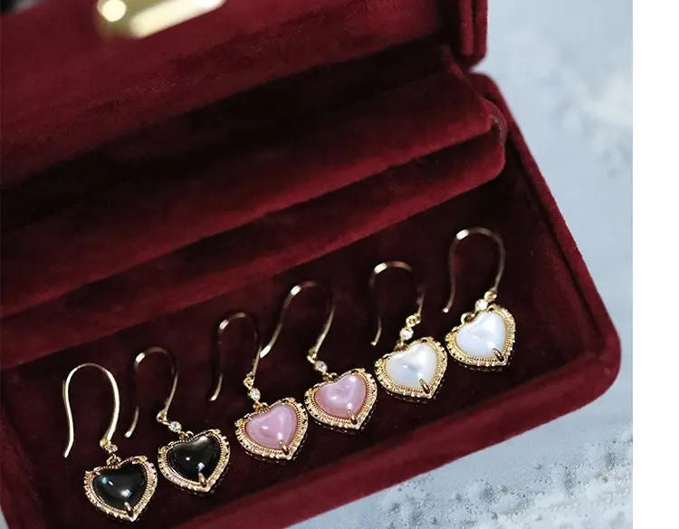 Natural Pearl  Diamond Heart Earrings - 14K Yellow Gold Vermeil Etsy