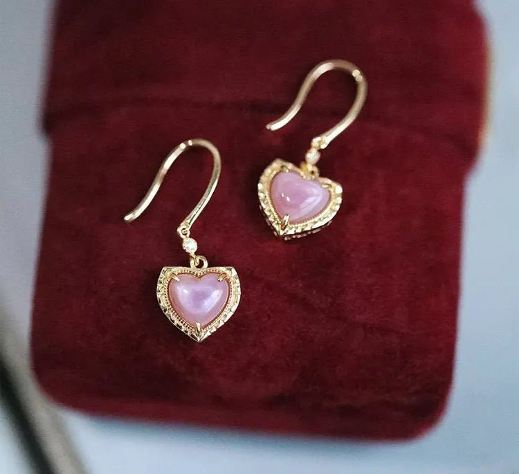 Natural Pearl  Diamond Heart Earrings - 14K Yellow Gold Vermeil Etsy