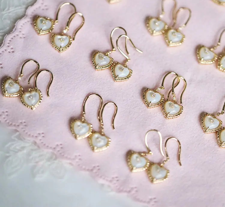 Natural Pearl  Diamond Heart Earrings - 14K Gold Vermeil Etsy
