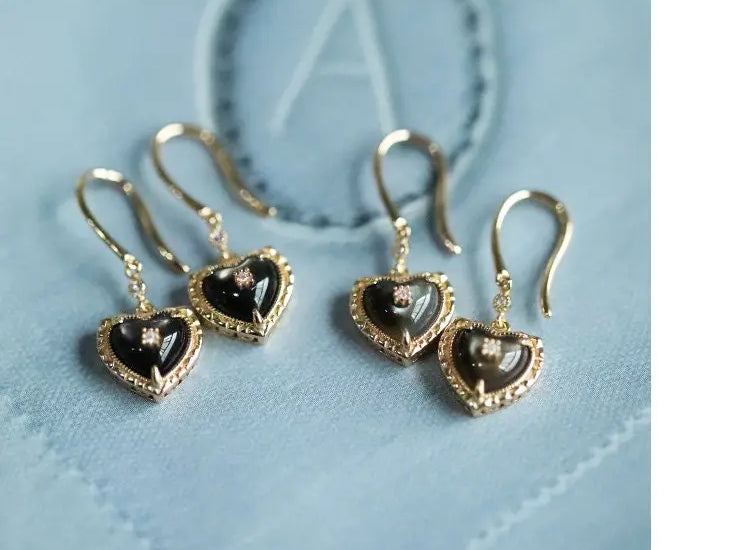 Natural Mother of Pearl & White Diamond Earring 14K Yellow Gold Plated Vermeil Pearl Heart Earrings, Anniversary Gift Idea, Retro Jewelry Etsy