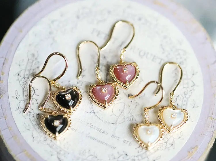 Natural Pearl  Diamond Heart Earrings - 14K Gold Vermeil Etsy