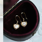 Natural Pearl  Diamond Heart Earrings - 14K Gold Vermeil Etsy