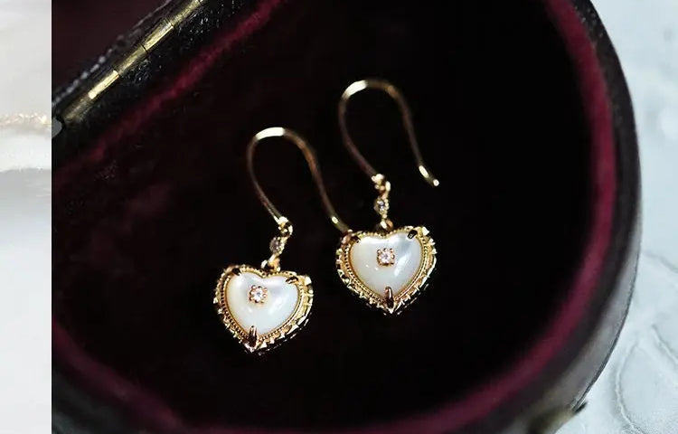 Natural Pearl  Diamond Heart Earrings - 14K Gold Vermeil Etsy
