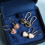 Natural Pearl  Diamond Heart Earrings - 14K Gold Vermeil Etsy
