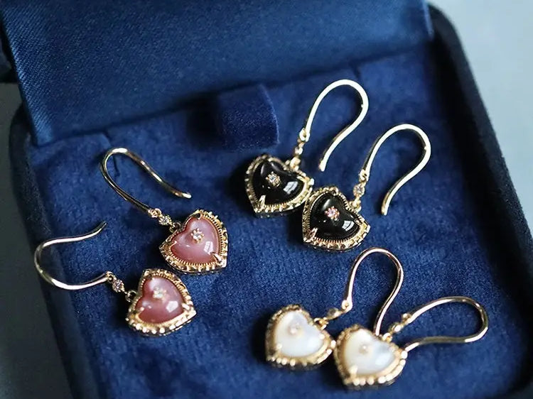 Natural Pearl  Diamond Heart Earrings - 14K Gold Vermeil Etsy