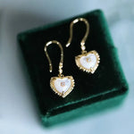 Natural Pearl  Diamond Heart Earrings - 14K Gold Vermeil Etsy