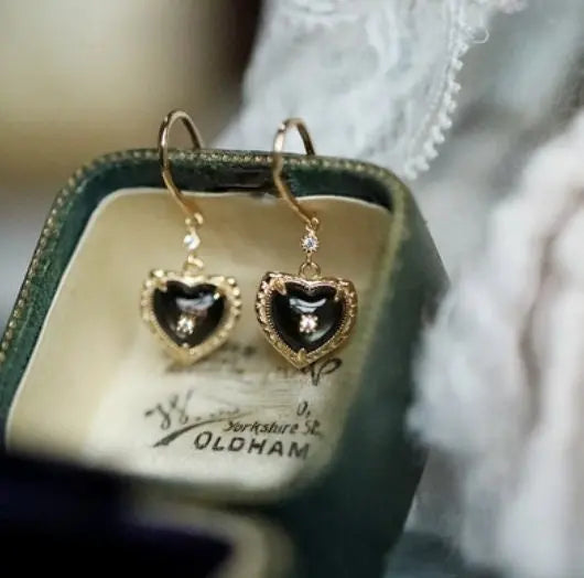 Natural Pearl  Diamond Heart Earrings - 14K Gold Vermeil Etsy