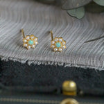 Bead Pearl with Opal 14K Yellow Gold Plated Vermeil Pearl Earrings, Opal Earrings, Anniversary Gift, Retro Jewelry Etsy