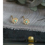 Bead Pearl with Opal 14K Yellow Gold Plated Vermeil Pearl Earrings, Opal Earrings, Anniversary Gift, Retro Jewelry Etsy