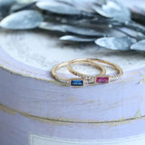 Blue & Red Gemstone Horizontal Stone Ring Handmade 18K Yellow Gold Plated Vermeil Ring, Anniversary Gift Idea, Stackable Rings, Gift for Her - LaCorserArtJewelry