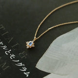 Natural Moonstone & White Diamond Handmade 18k Solid Yellow Gold Moonstone Necklace, Gift for Her, Anniversary Gift Idea, Retro Fine Jewelry Etsy