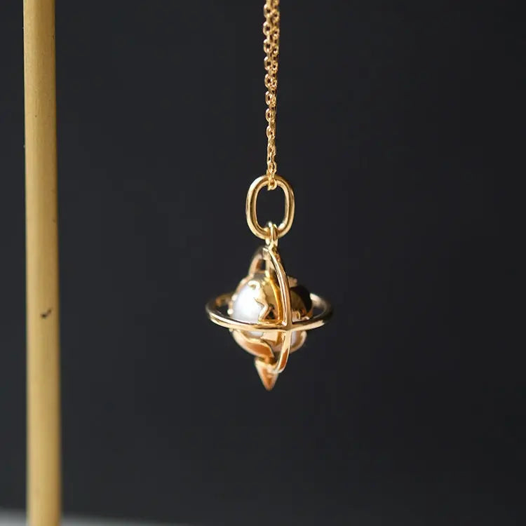 Earth AAAA+ Akoya Pearl Planet Charm 18K Solid Yellow Gold, Globe Pendant Planet Charm Pearl Pendant, Gift for Her, Anniversary Gift Idea Etsy