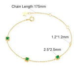 Three Emerald with White Diamonds Handmade 18k Yellow Solid Gold Bracelet, Gift for Her, Anniversary Gift, Fine Jewelry, Adjustable Bracelet Etsy