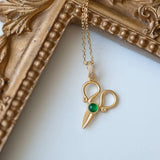 Emerald Cabochon Scissor Design Necklace - 18K Yellow Gold Etsy