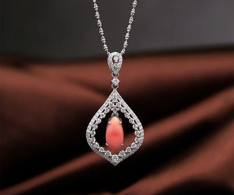 2.38Carat Queen Conch Pearl & Diamond Necklace - 18K White Gold Etsy