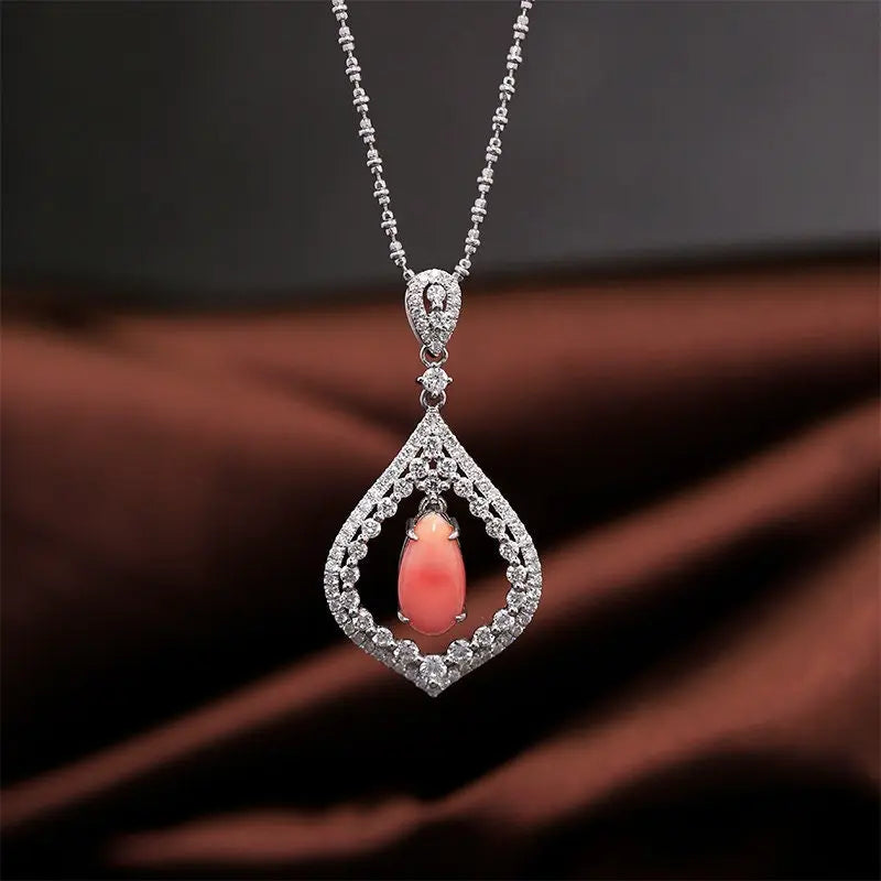 2.38Carat Queen Conch Pearl & Diamond Necklace - 18K White Gold Etsy
