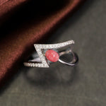 Chevron Conch Pearl  Diamond Engagement Ring - 18K White Gold Etsy