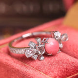 1.41Carat Queen Conch Pearl & White Diamond 18k Solid White Gold Ring, Pearls Strombus Gigas, Natural Queen Conch Pearl, Engagement Ring Etsy