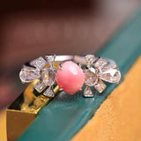 1.41Carat Queen Conch Pearl & White Diamond 18k Solid White Gold Ring, Pearls Strombus Gigas, Natural Queen Conch Pearl, Engagement Ring Etsy