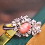 1.67Carat Queen Conch Pearl & Diamond 18k Solid White Gold Ring, Pearls Strombus Gigas, Natural Queen Conch Pearl, Engagement Ring Etsy