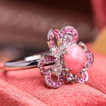 1.69Carat Queen Conch Pearl & Pink Sapphire Ring 18k Solid White Gold Ring, Pearls Strombus Gigas, Natural Queen Conch Pearl Engagement Ring Etsy