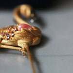Crane Queen Conch Pearl & Pink Sapphire White Diamond 18k Solid Yellow Gold Brooch, Natural Queen Conch Pearl, Fine Jewelry Etsy
