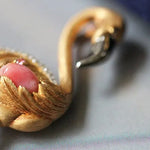 Crane Queen Conch Pearl & Pink Sapphire White Diamond 18k Solid Yellow Gold Brooch, Natural Queen Conch Pearl, Fine Jewelry Etsy