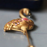 Crane Queen Conch Pearl & Pink Sapphire White Diamond 18k Solid Yellow Gold Brooch, Natural Queen Conch Pearl, Fine Jewelry Etsy