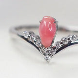 Queen Conch Pearl & White Diamond 18k Solid White Gold Chevron Ring (Customize), Strombus Gigas, Flamed Pink, Engagement ring, Anniversary Etsy