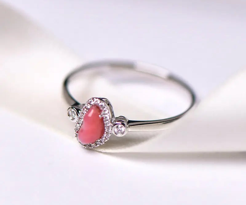 Queen Conch Pearl & White Diamond 18k Solid White Gold Ring (Customize), Strombus Gigas, Flamed Pink, Engagement Ring, Anniversary Gift Idea Etsy