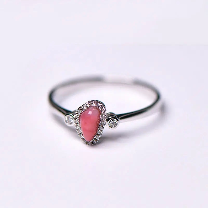 Queen Conch Pearl & White Diamond 18k Solid White Gold Ring (Customize), Strombus Gigas, Flamed Pink, Engagement Ring, Anniversary Gift Idea Etsy