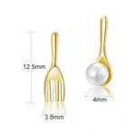 High Luster Akoya Pearl 18K Yellow Gold Cute Spoon Fork Stud Etsy