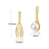 High Luster Akoya Pearl 18K Yellow Gold Cute Spoon Fork Stud Etsy
