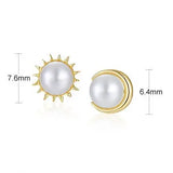Moon and Sun High Luster Pearl with White Diamonds Handmade 14k Yellow Solid Gold Earring, Gift for Her, Anniversary Gift, Fine Jewelry Etsy