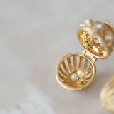 18K Gold Carved Cage Necklace - Akoya Pearl Pendant Etsy