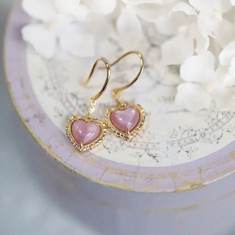 Natural Pearl  Diamond Heart Earrings - 14K Yellow Gold Vermeil Etsy