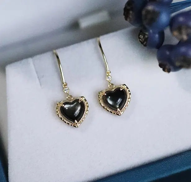 Natural Pearl  Diamond Heart Earrings - 14K Yellow Gold Vermeil Etsy