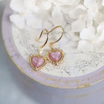 Natural Pearl  Diamond Heart Earrings - 14K Yellow Gold Vermeil Etsy