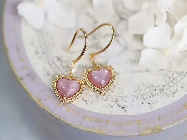 Natural Pearl  Diamond Heart Earrings - 14K Yellow Gold Vermeil Etsy