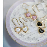 Natural Pearl  Diamond Heart Earrings - 14K Yellow Gold Vermeil Etsy