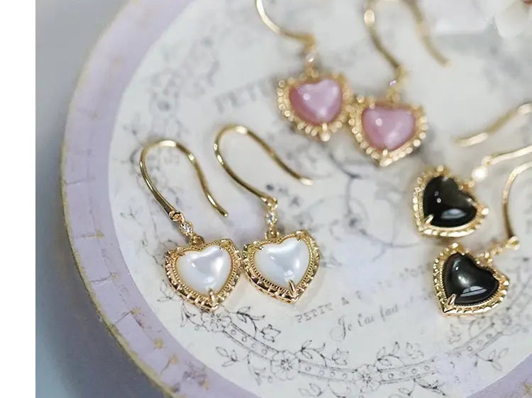 Natural Pearl  Diamond Heart Earrings - 14K Yellow Gold Vermeil Etsy