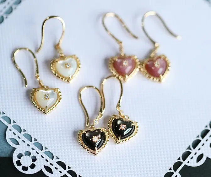 Natural Pearl  Diamond Heart Earrings - 14K Gold Vermeil Etsy