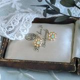 Bead Pearl with Opal 14K Yellow Gold Plated Vermeil Pearl Earrings, Opal Earrings, Anniversary Gift, Retro Jewelry Etsy