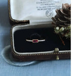 Blue & Red Gemstone Horizontal Stone Ring Handmade 18K Yellow Gold Plated Vermeil Ring, Anniversary Gift Idea, Stackable Rings, Gift for Her - LaCorserArtJewelry
