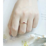 Blue & Red Gemstone Horizontal Stone Ring Handmade 18K Yellow Gold Plated Vermeil Ring, Anniversary Gift Idea, Stackable Rings, Gift for Her - LaCorserArtJewelry