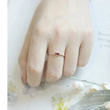 Blue & Red Gemstone Horizontal Stone Ring Handmade 18K Yellow Gold Plated Vermeil Ring, Anniversary Gift Idea, Stackable Rings, Gift for Her - LaCorserArtJewelry