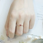 Blue & Red Gemstone Horizontal Stone Ring Handmade 18K Yellow Gold Plated Vermeil Ring, Anniversary Gift Idea, Stackable Rings, Gift for Her - LaCorserArtJewelry