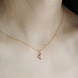 Natural Moonstone & White Diamond Handmade 18k Solid Yellow Gold Moonstone Necklace, Gift for Her, Anniversary Gift Idea, Retro Fine Jewelry Etsy