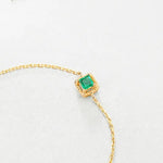 Three Emerald with White Diamonds Handmade 18k Yellow Solid Gold Bracelet, Gift for Her, Anniversary Gift, Fine Jewelry, Adjustable Bracelet Etsy