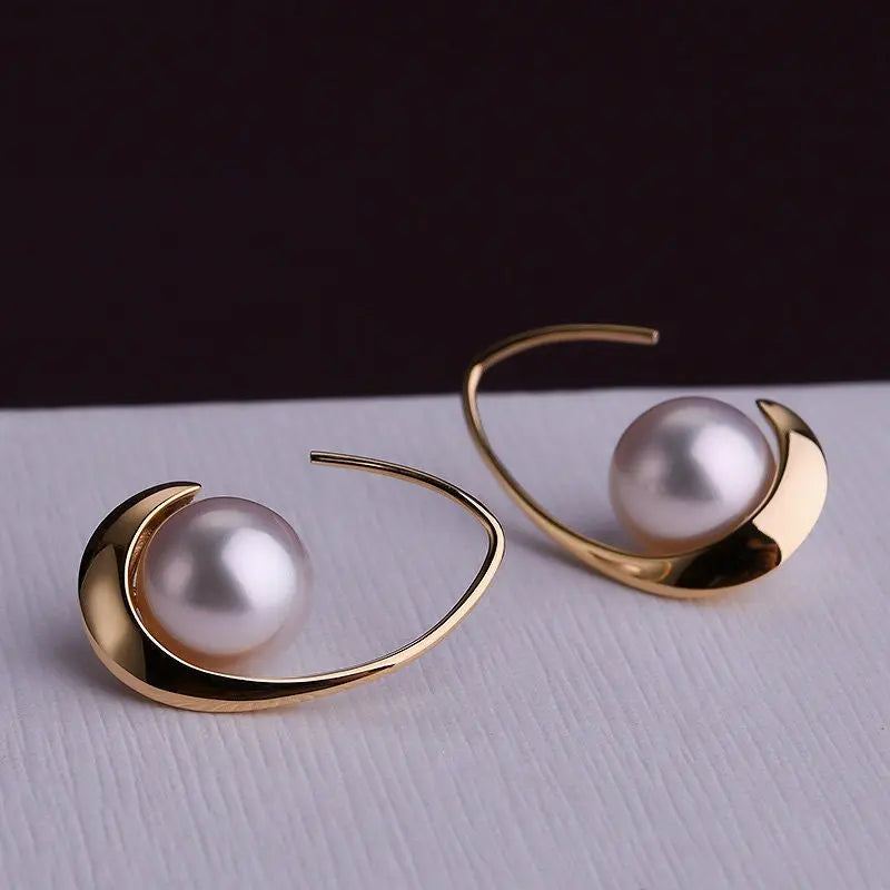 5A+ Akoya Pearl Handmade 18K Solid Yellow Gold Akoya Pearl Earrings, Seawater Pearl, Gift for Her, Anniversary Gift, Gift Idea Etsy